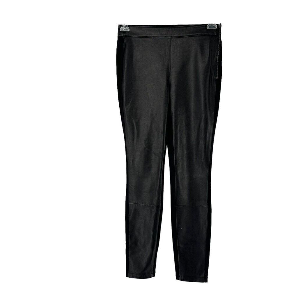 White House Black Market Faux Leather The Leggings Black Size 2 Ponte Stretch